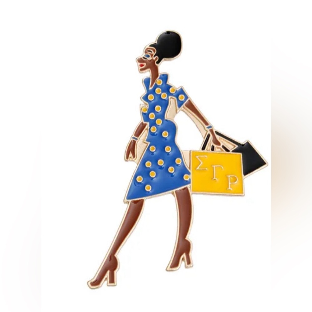 Chic and Charismatic:SGRHO Sorority Glam Gal Shopping Brooch for Women